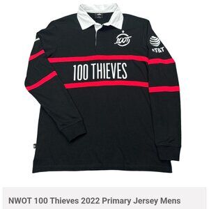 100 Thieves Jersey Long Sleeve Stripe Polo Sz  L NWT
